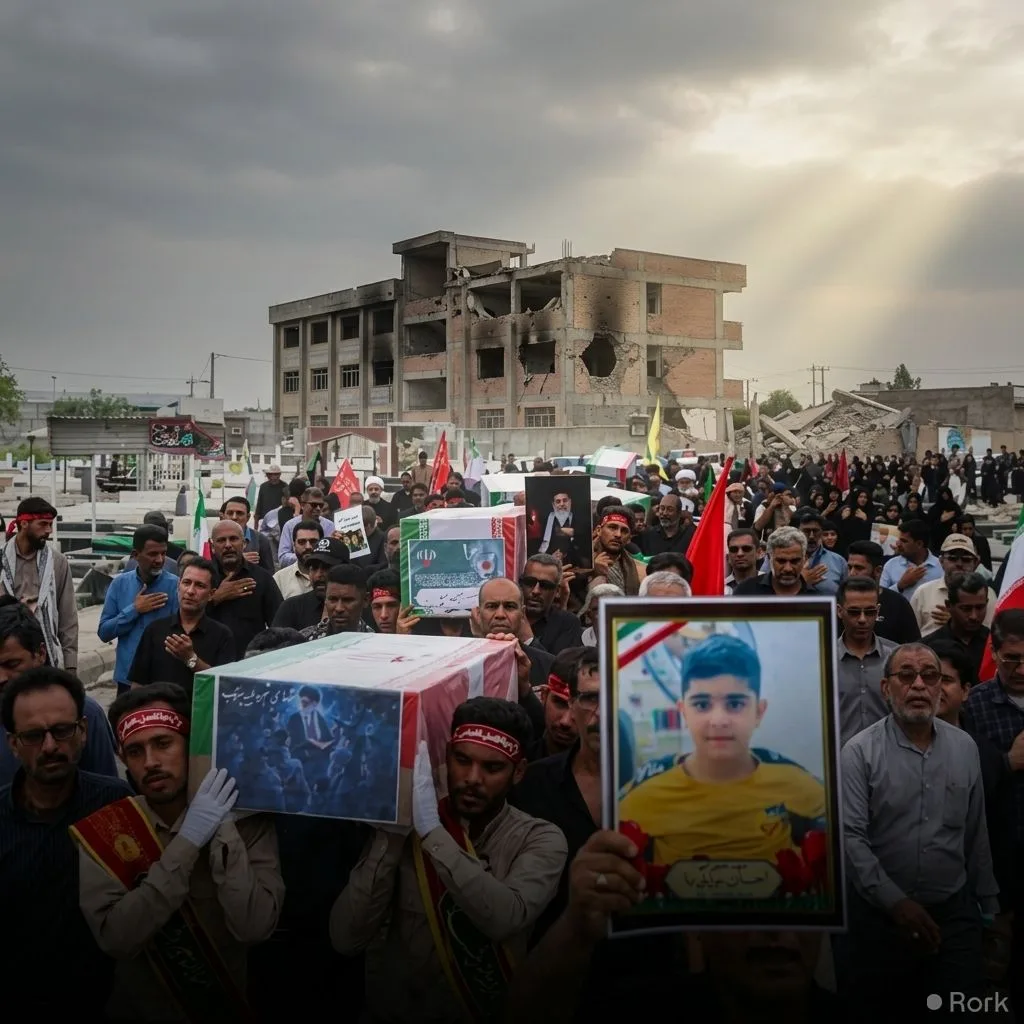 AI-generated illustration: Iran Mourns Loss of 32 Children in School Strike Funeral Ceremony Attended by Families and Officials