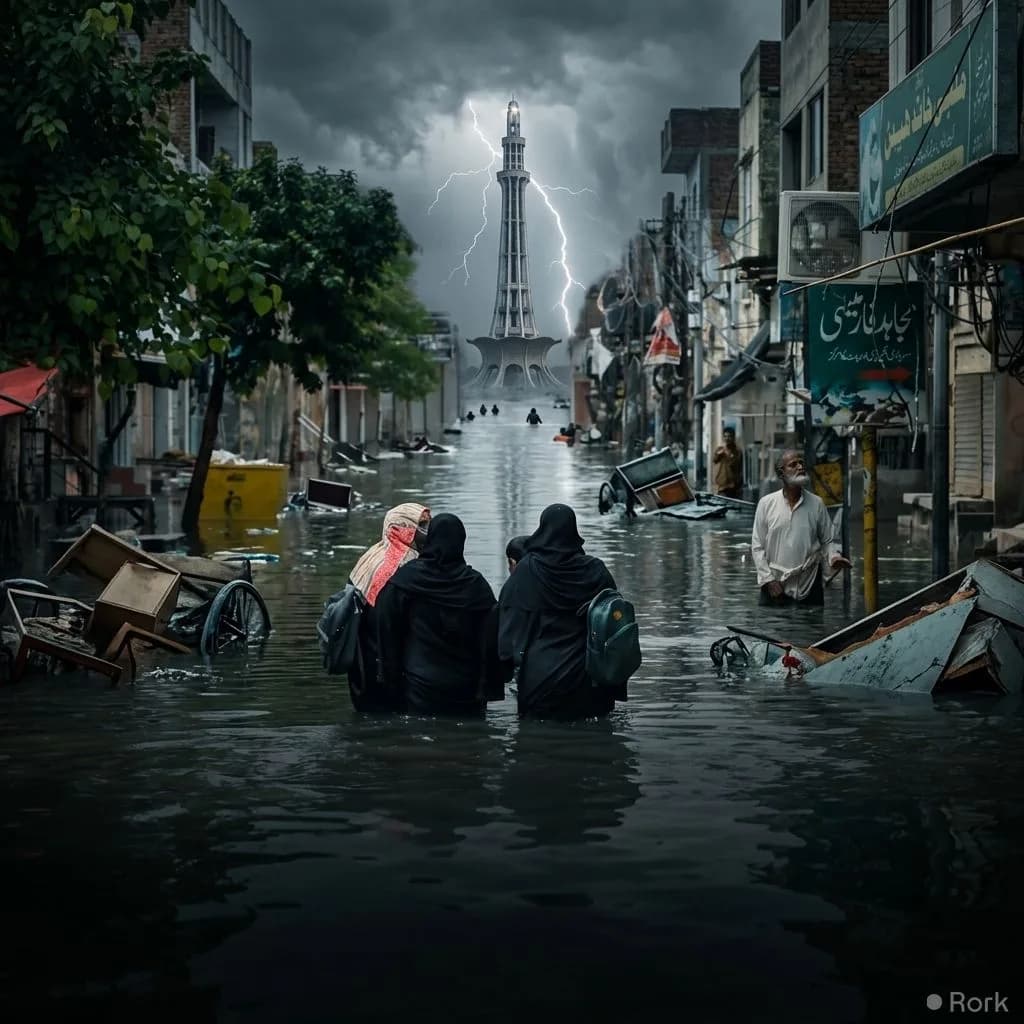 AI-generated illustration: Monsoon Havoc in Punjab: 21 De@d, 154 Injured Heavy Rains Wreak Destruction Across Province